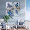 Beach Dark Blue Ocean Animal Angelfish Sea Turtle Octopus Jellyfish Canvas Art - 16" x 16"